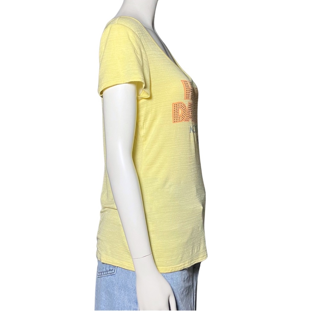 Harley Davidson Yellow Rhinestone Burnout T Shirt S/M Bedazzled McBling Trashy2K - Picture 5 of 9